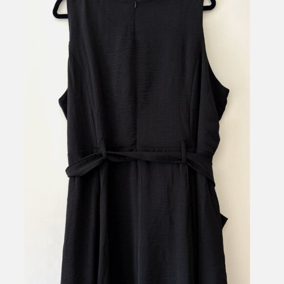 Nina Leonard Women’s Sleeveless Belted Dress Black 2X Pockets Plus Size - Picture 3 of 9